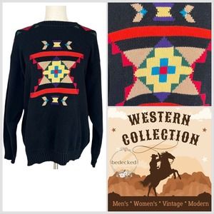 Elisabeth by Liz Claiborne vintage Southwest design cotton sweater size 2X